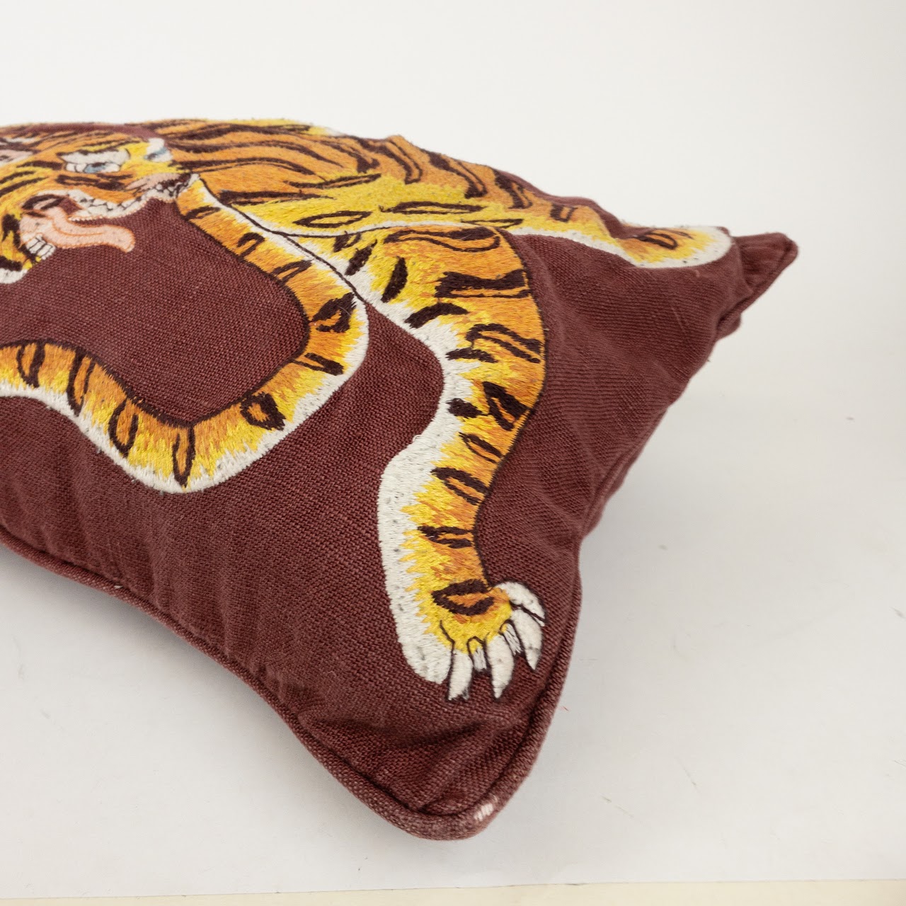 Williams Sonoma Home Dharma Tiger Embroidered Pillow