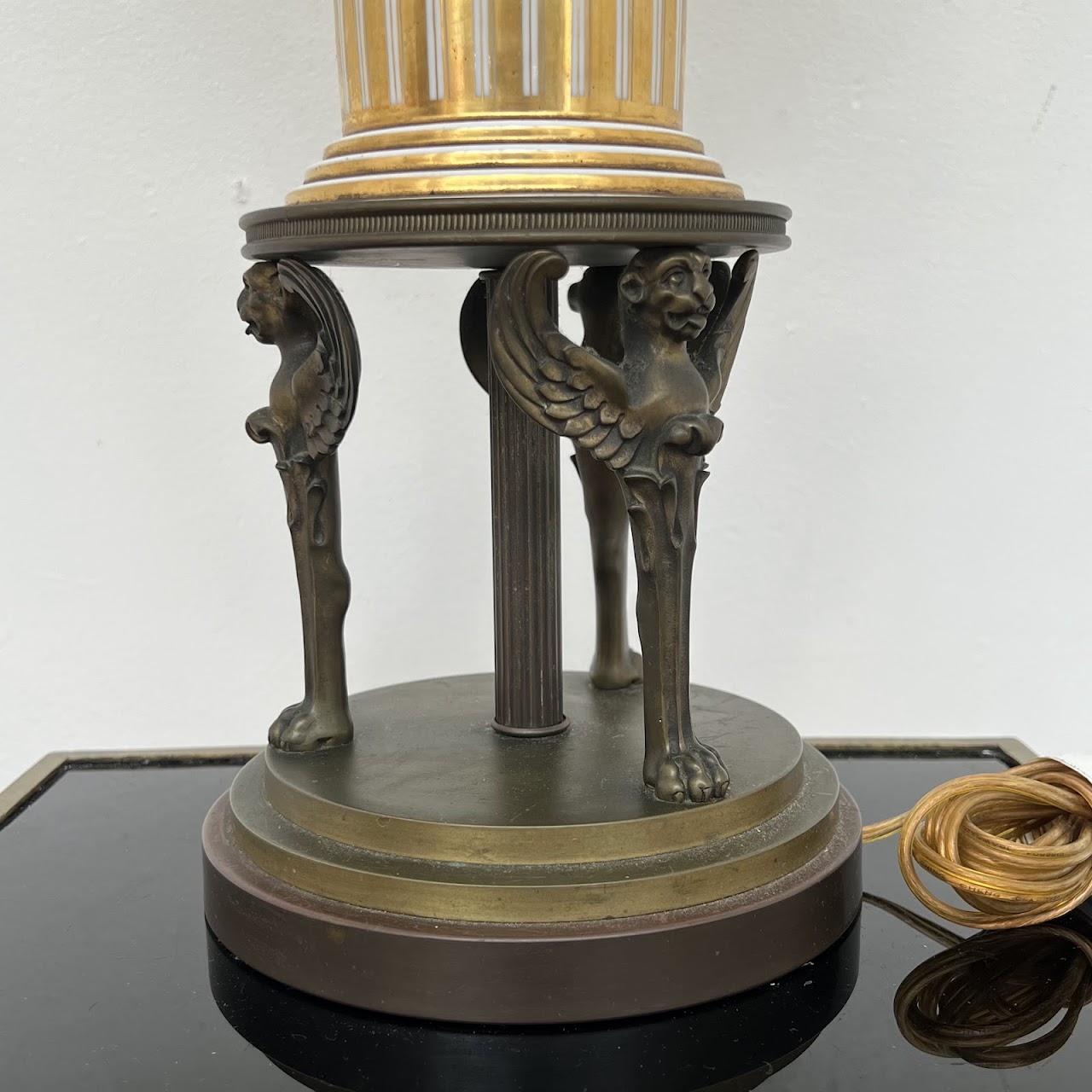 Neoclassical Porcelain and Brass Table Lamp