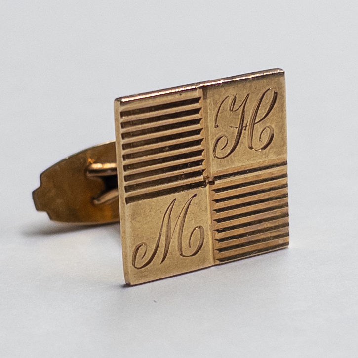 14K Gold Esemco H M Monogrammed Cufflinks