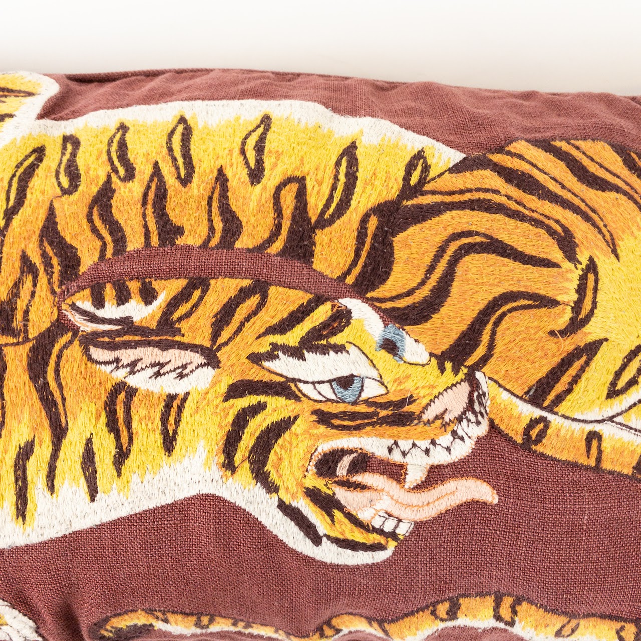 Williams Sonoma Home Dharma Tiger Embroidered Pillow