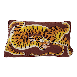 Williams Sonoma Home Dharma Tiger Embroidered Pillow