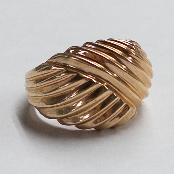 14K Gold Etched Ring