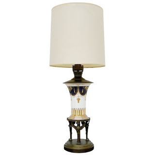 Neoclassical Porcelain and Brass Table Lamp