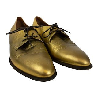 Céline Gold Leather Oxford Shoes