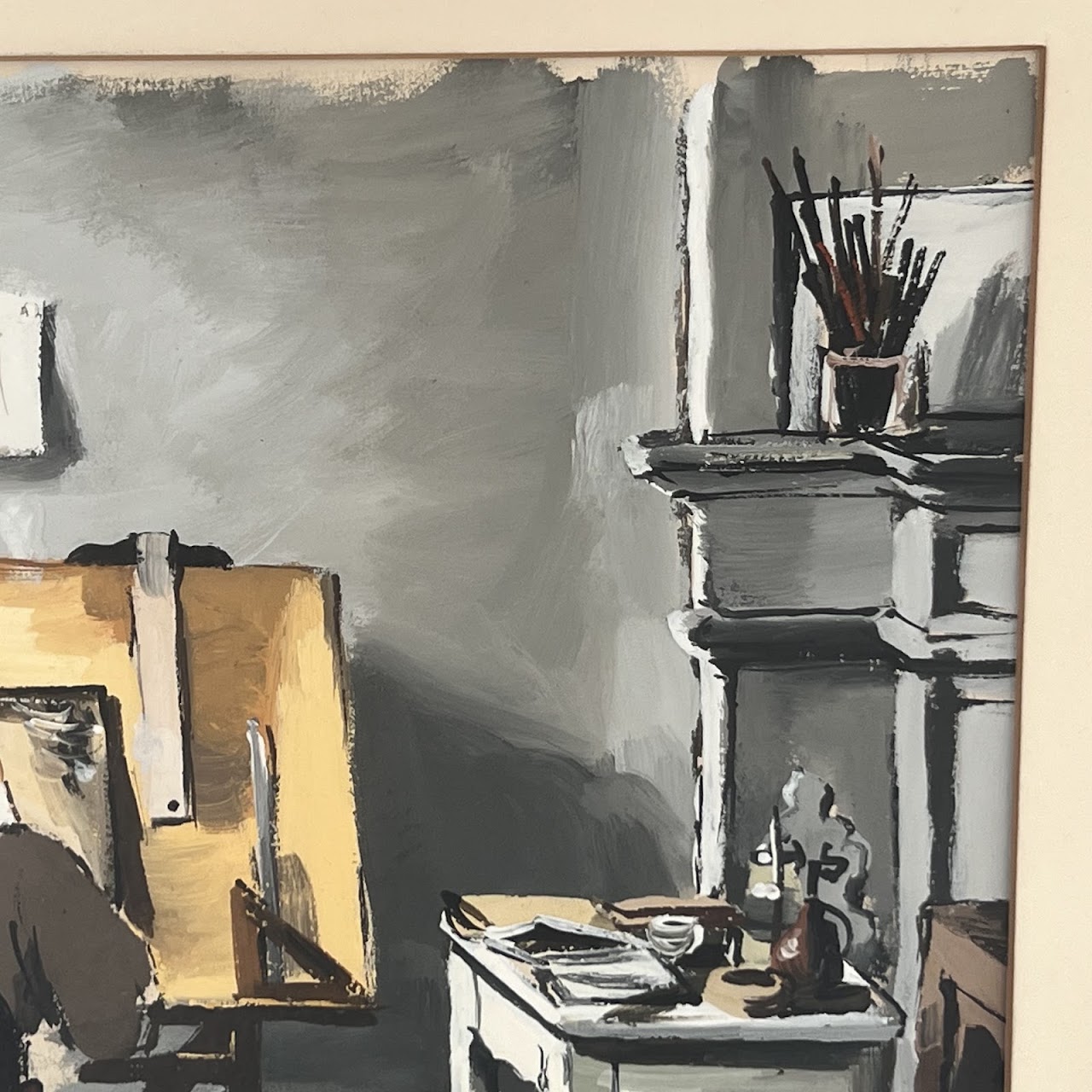 Mid-Century Modern Gouache Painting