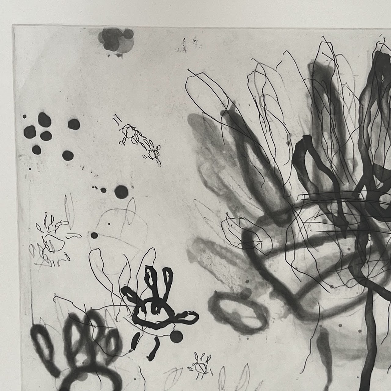 Louisa Chase 'Untitled (Hands)' Signed Etching, Aquatint, Spit Bite Sugar Lift, and Chine Collé