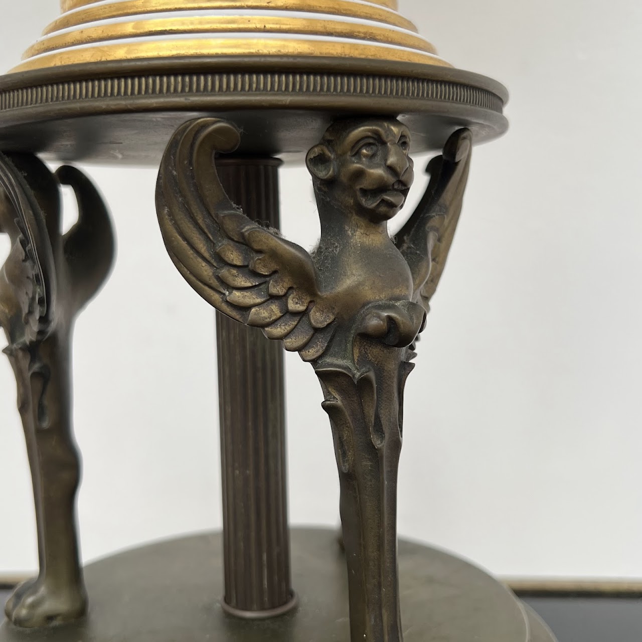 Neoclassical Porcelain and Brass Table Lamp