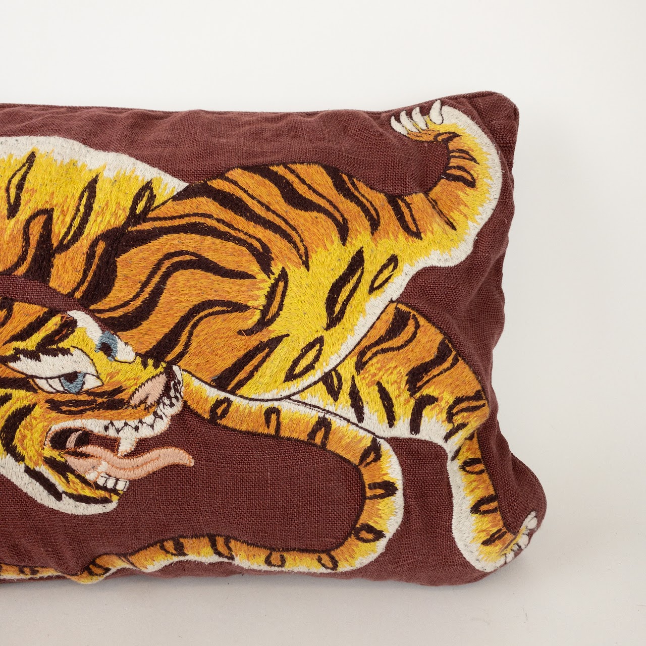 Williams Sonoma Home Dharma Tiger Embroidered Pillow