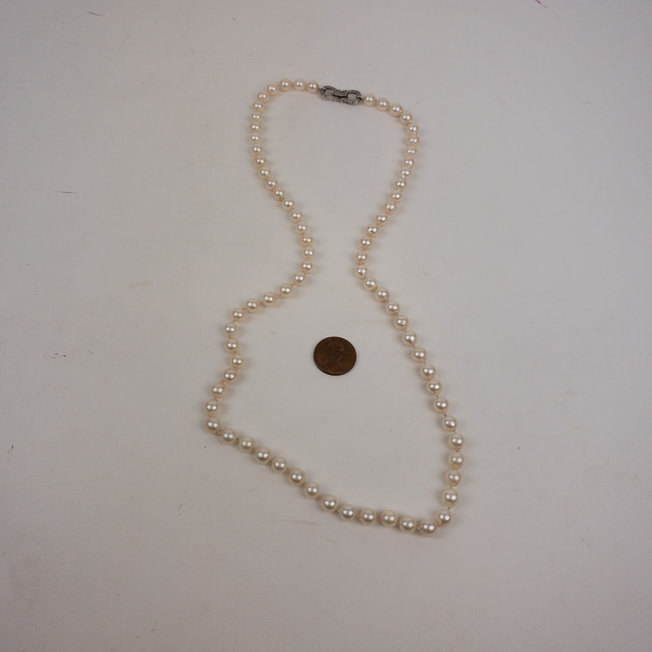 Pearl, Sterling Silver & Diamond Chip Necklace