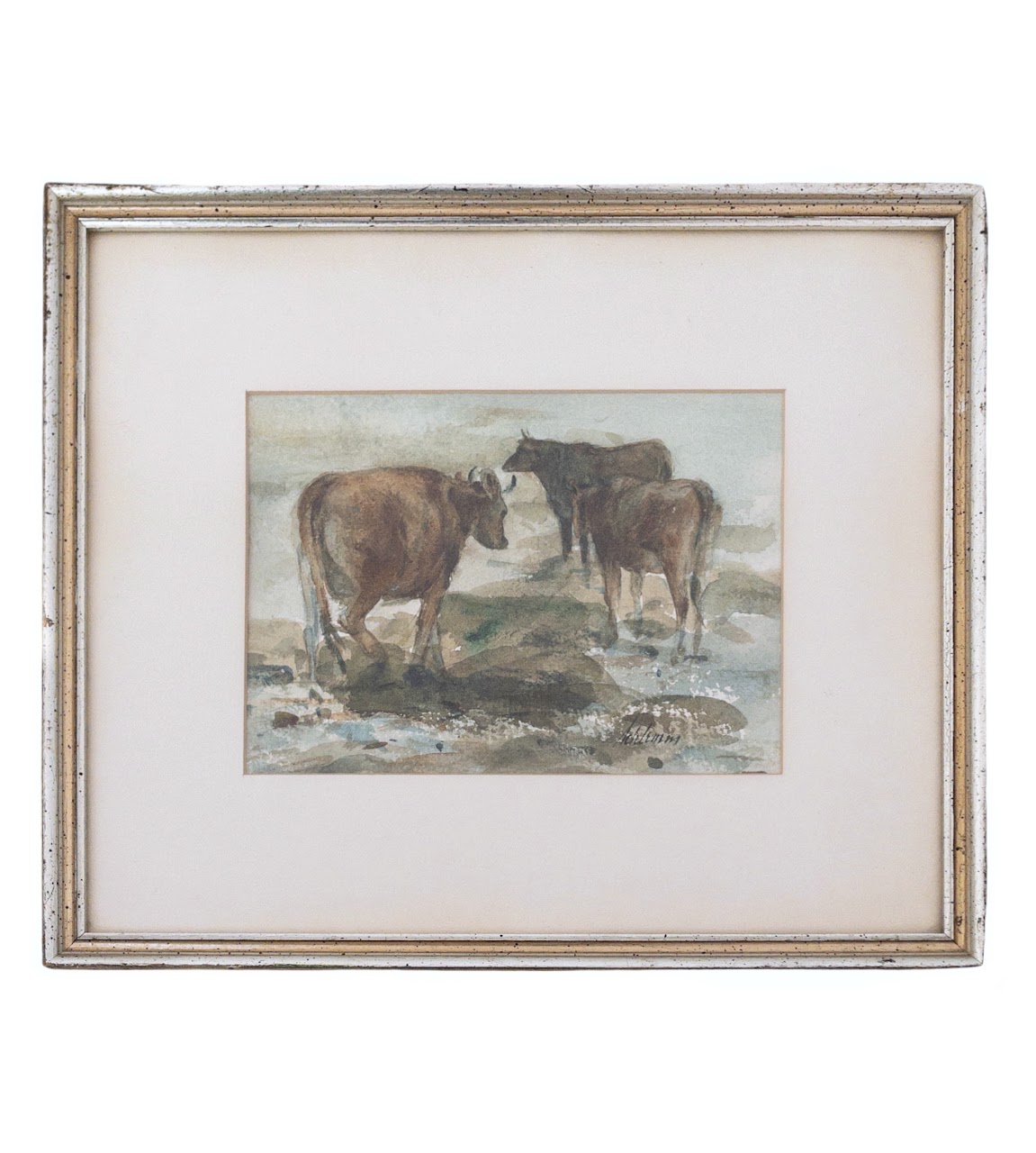 Betty Lou Schlemm 'Cow Study' Watercolor Painting