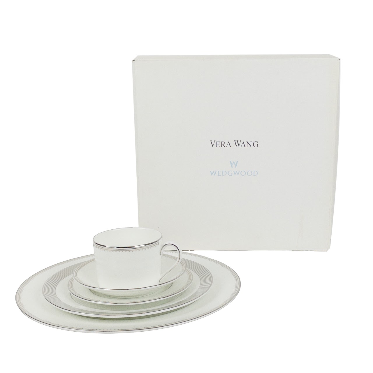 Service for Eight NEW Vera Wang x Wedgwood Grosgrain Pattern China