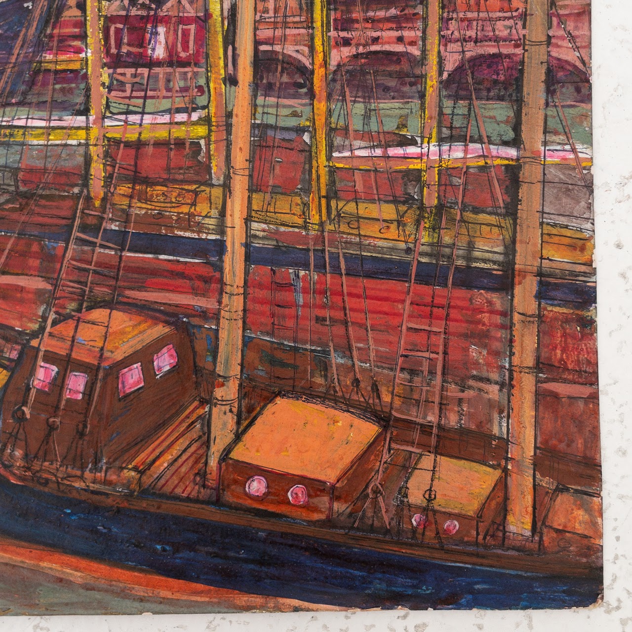 Martin Rosenthal Signed Harbor Scene Oil Painting