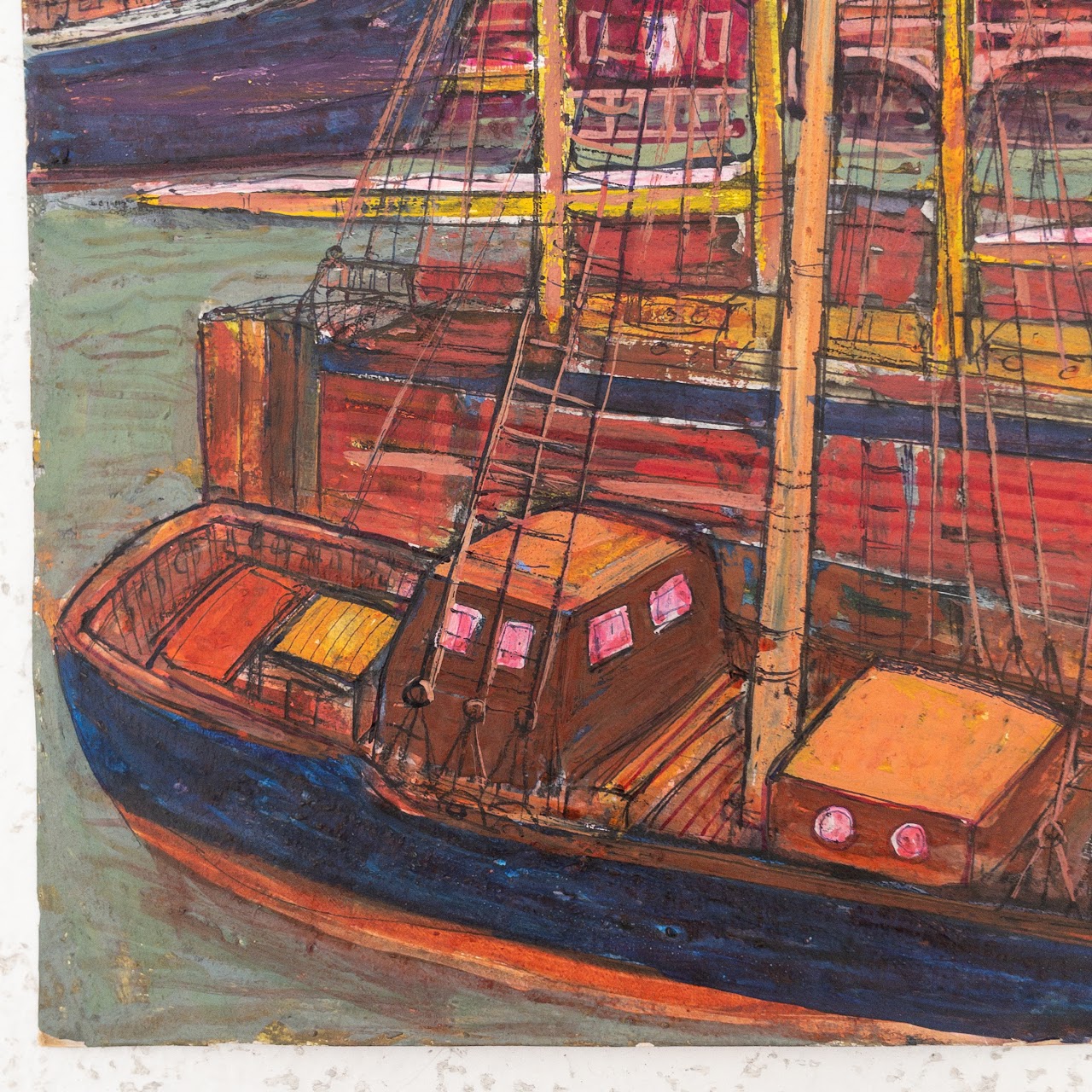 Martin Rosenthal Signed Harbor Scene Oil Painting