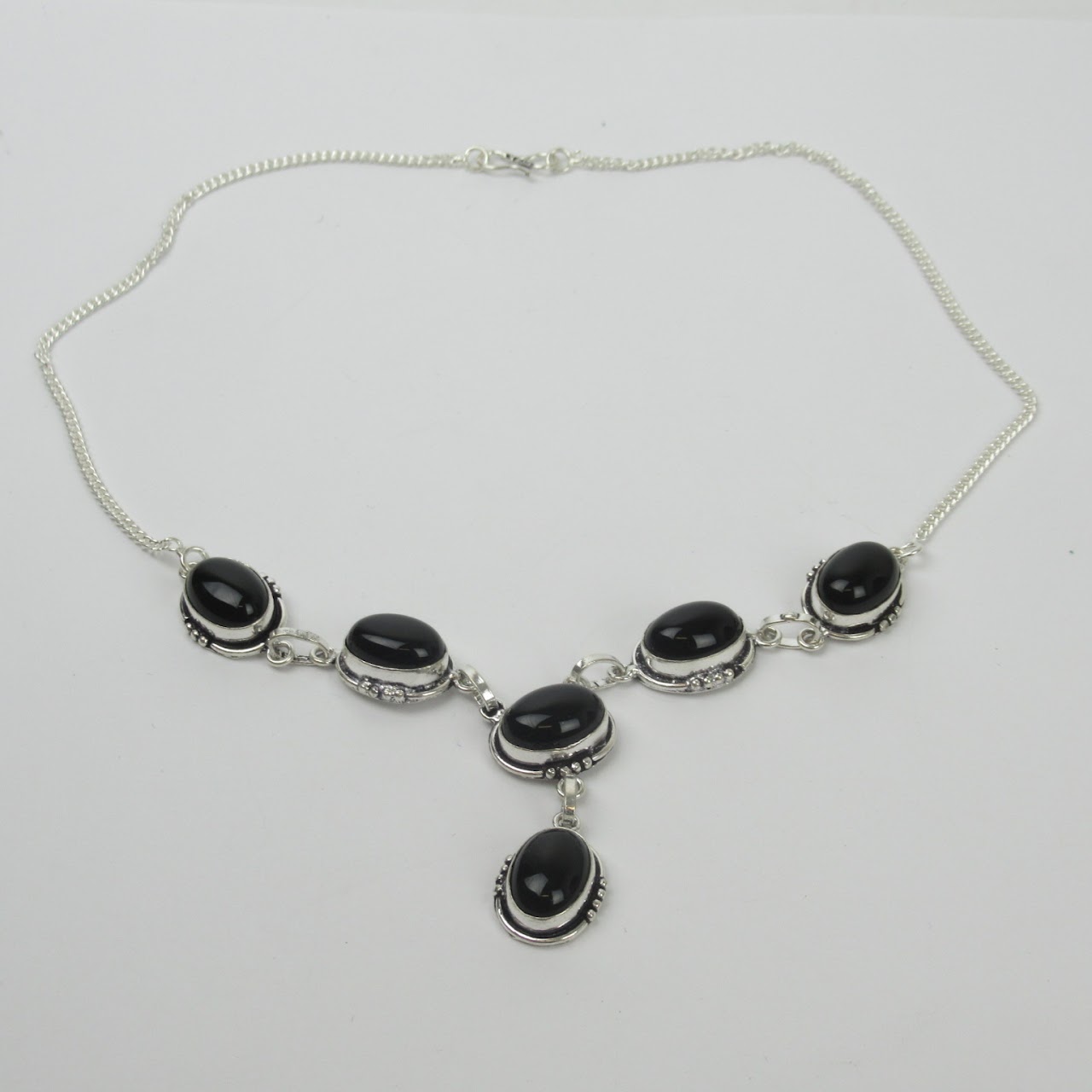 Sterling Silver & Obsidian Four Piece Jewelry Set