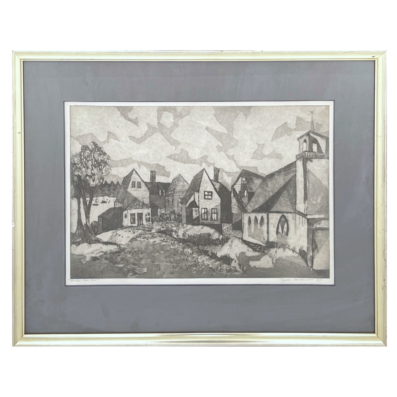 Jack Bilander Signed 'Winter Harbor' Etching & Aquatint