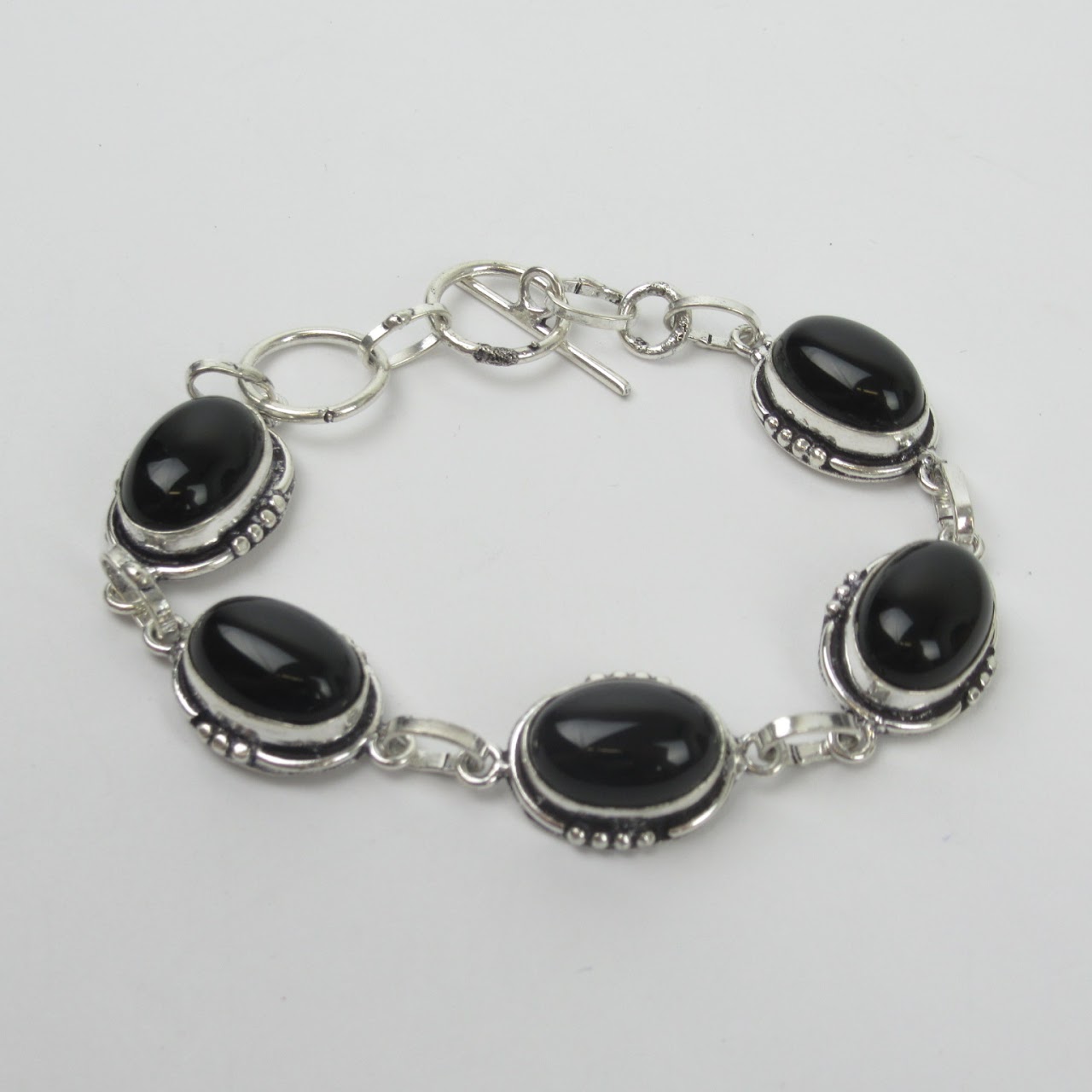 Sterling Silver & Obsidian Four Piece Jewelry Set