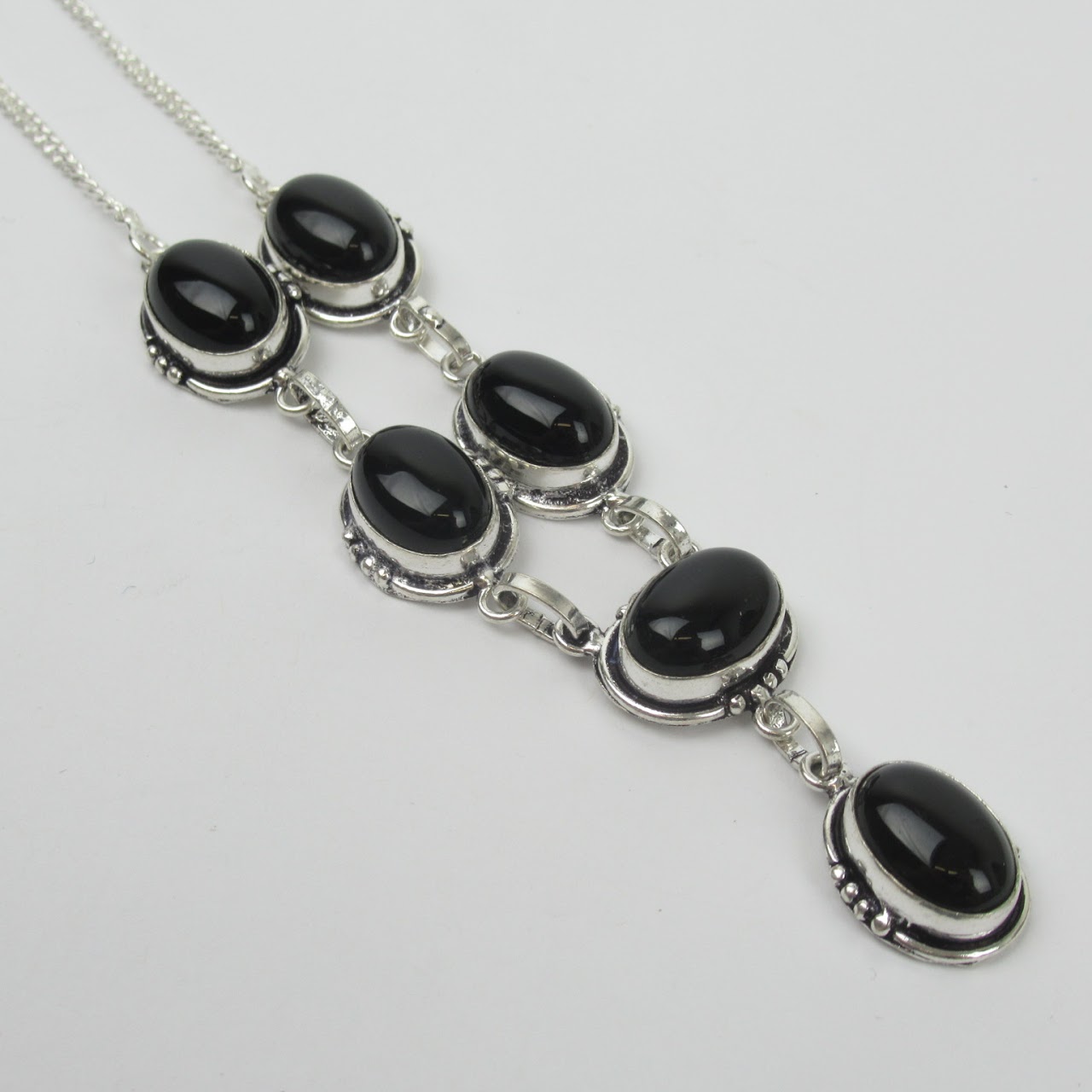 Sterling Silver & Obsidian Four Piece Jewelry Set