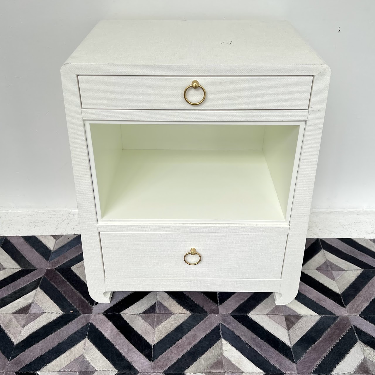 Contemporary Grasscloth End Table