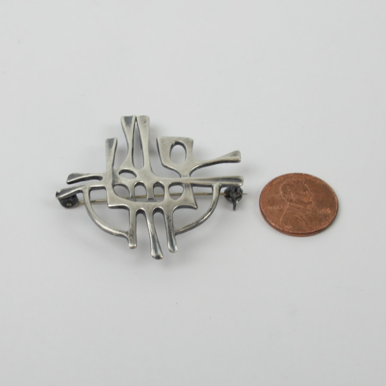 Sterling Silver Modernist Brooch