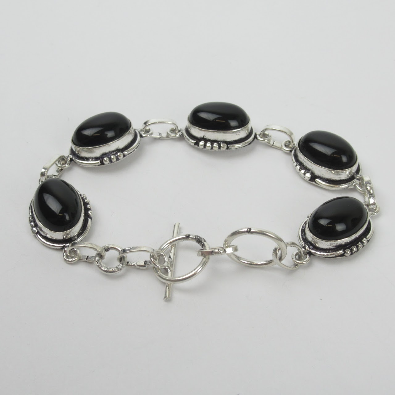 Sterling Silver & Obsidian Four Piece Jewelry Set