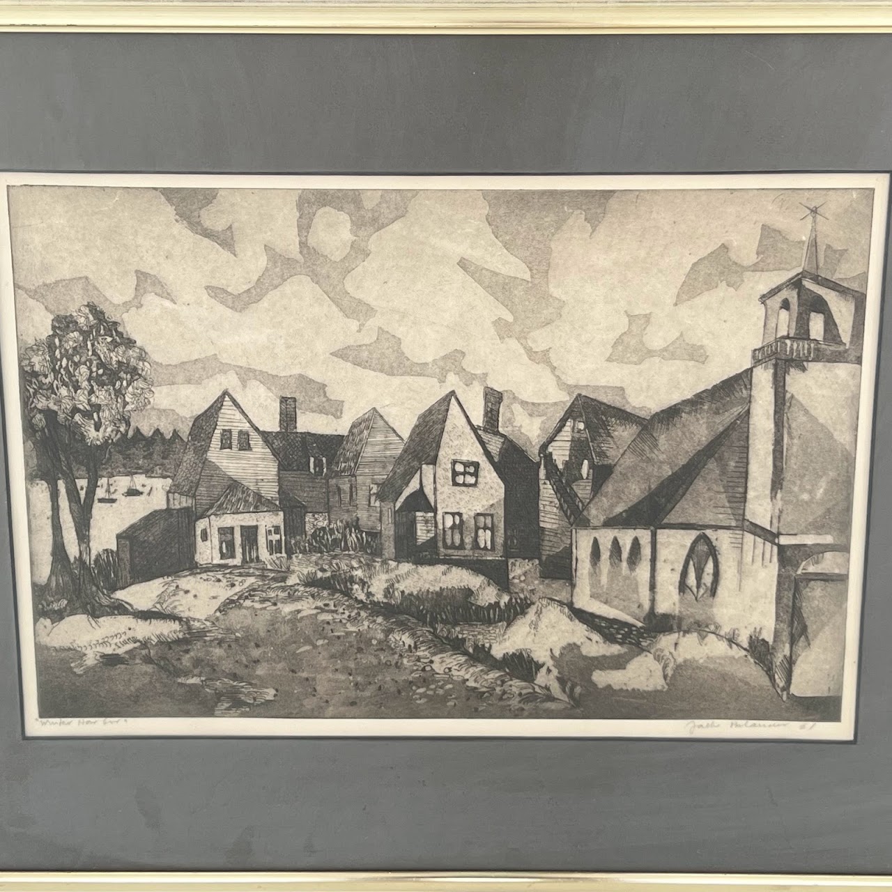 Jack Bilander Signed 'Winter Harbor' Etching & Aquatint