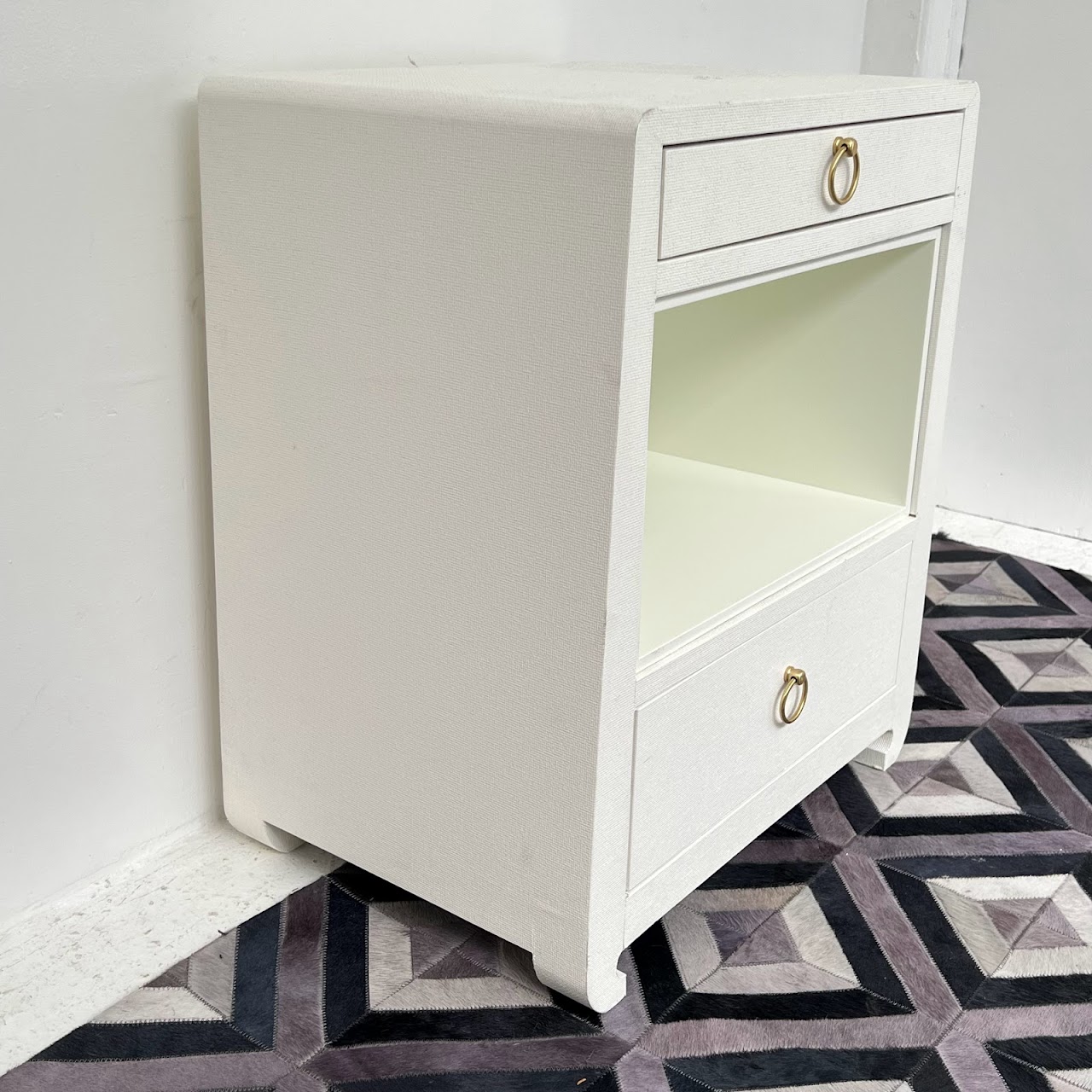 Contemporary Grasscloth End Table