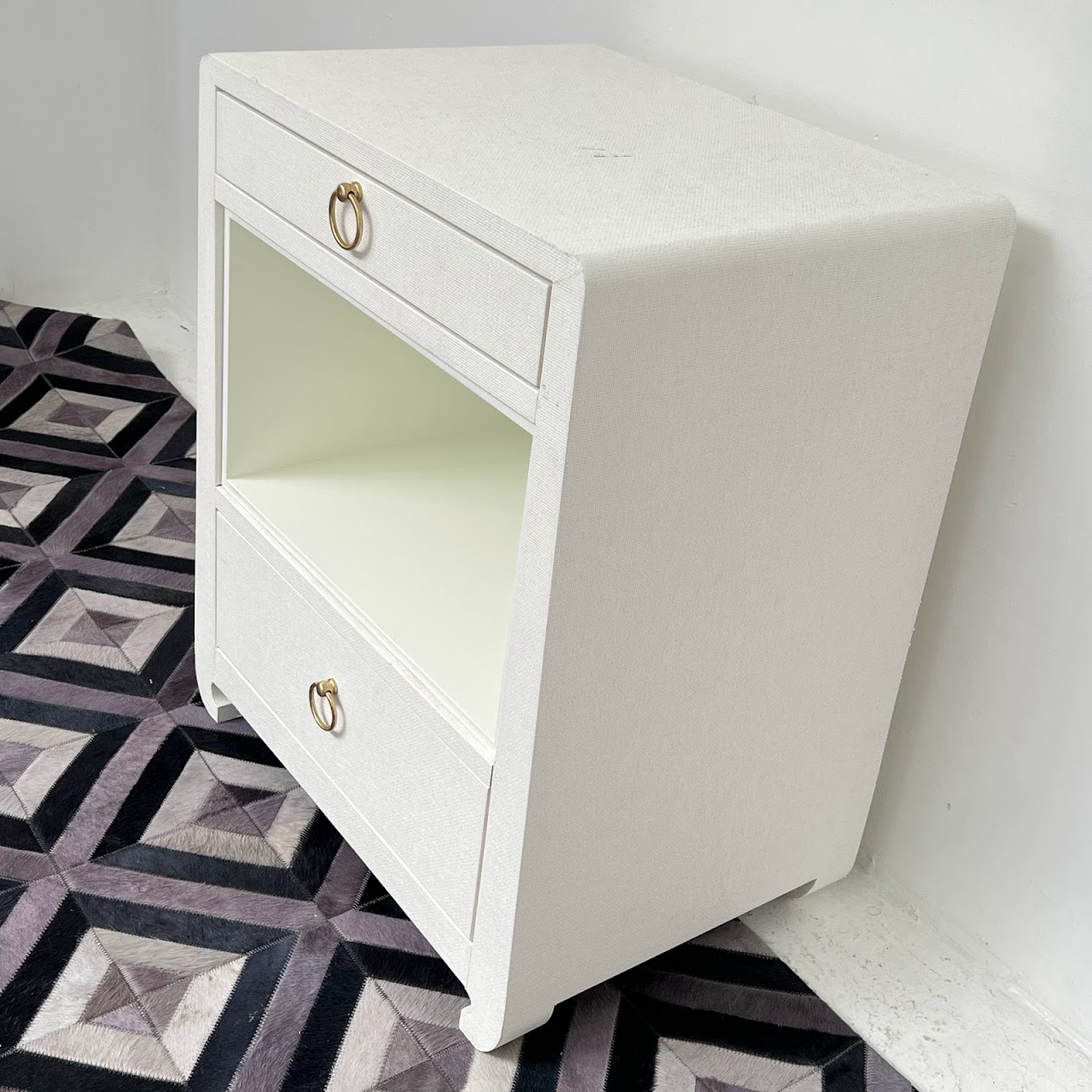 Contemporary Grasscloth End Table