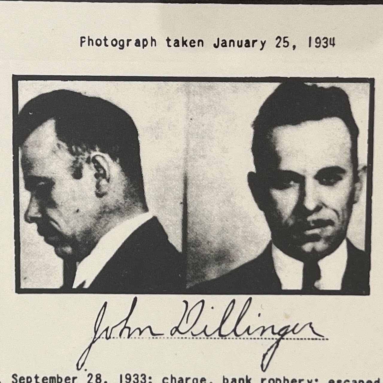 John Dillinger Original 1934 FBI Wanted Poster