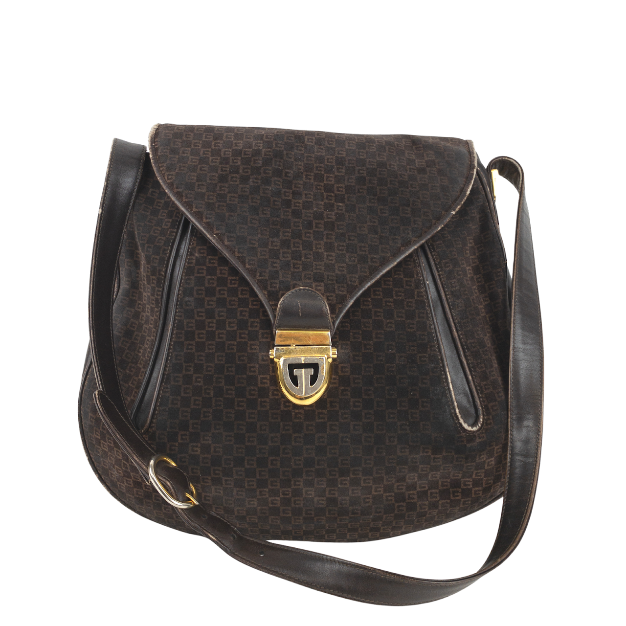 Sold at Auction: GUCCI - Black GG Monogram Canvas Shoulder Bag