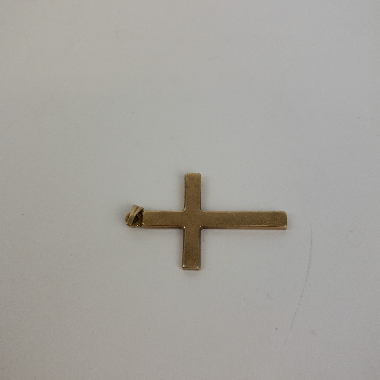 14K Gold Etched Cross Pendant