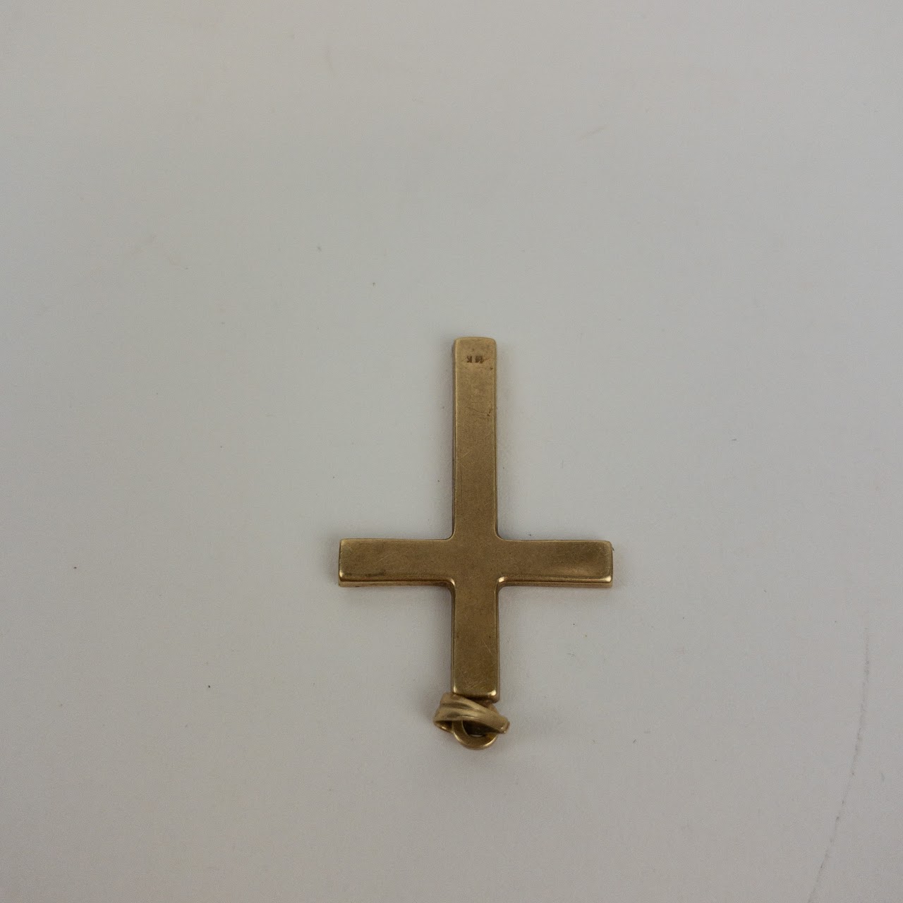 14K Gold Etched Cross Pendant