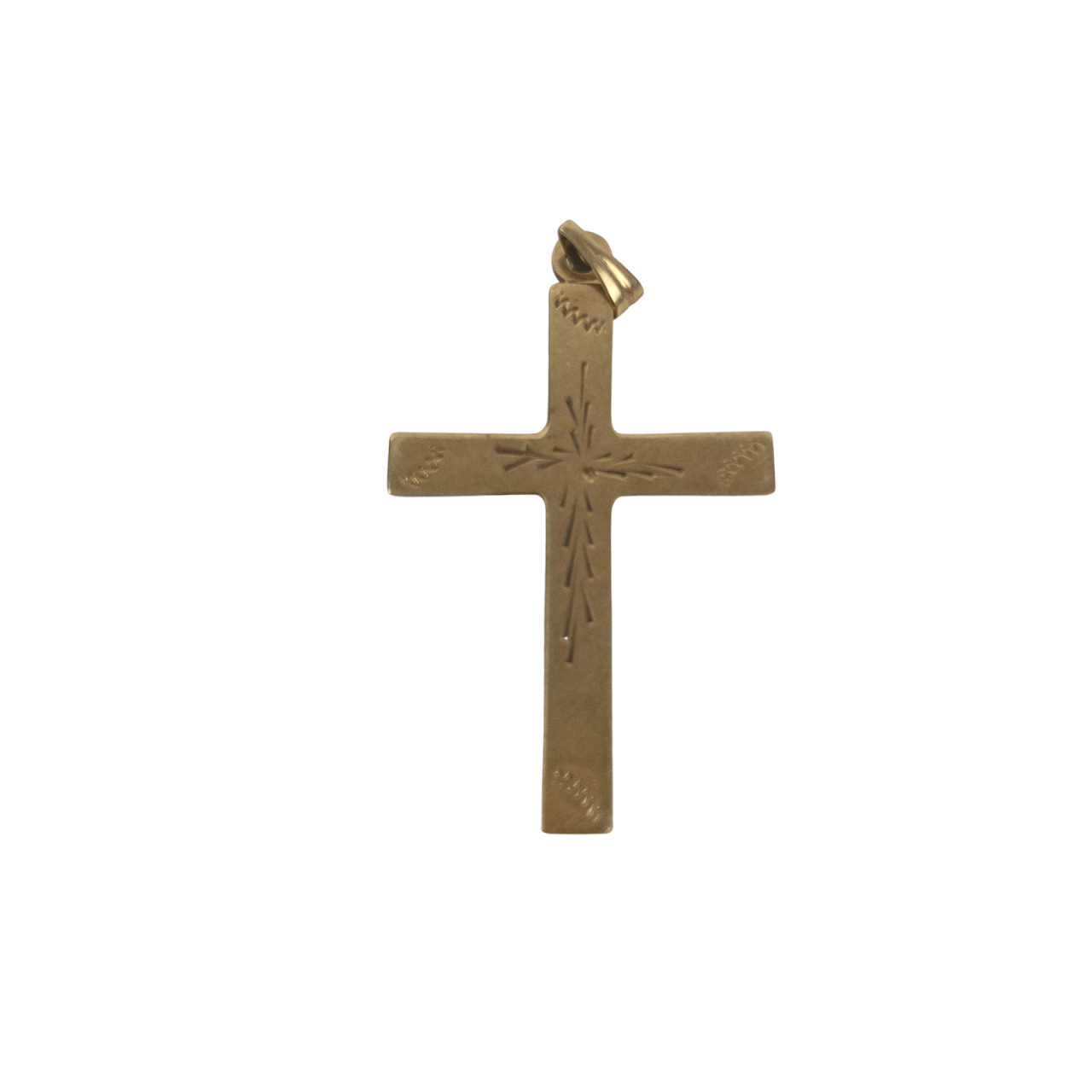 14K Gold Etched Cross Pendant