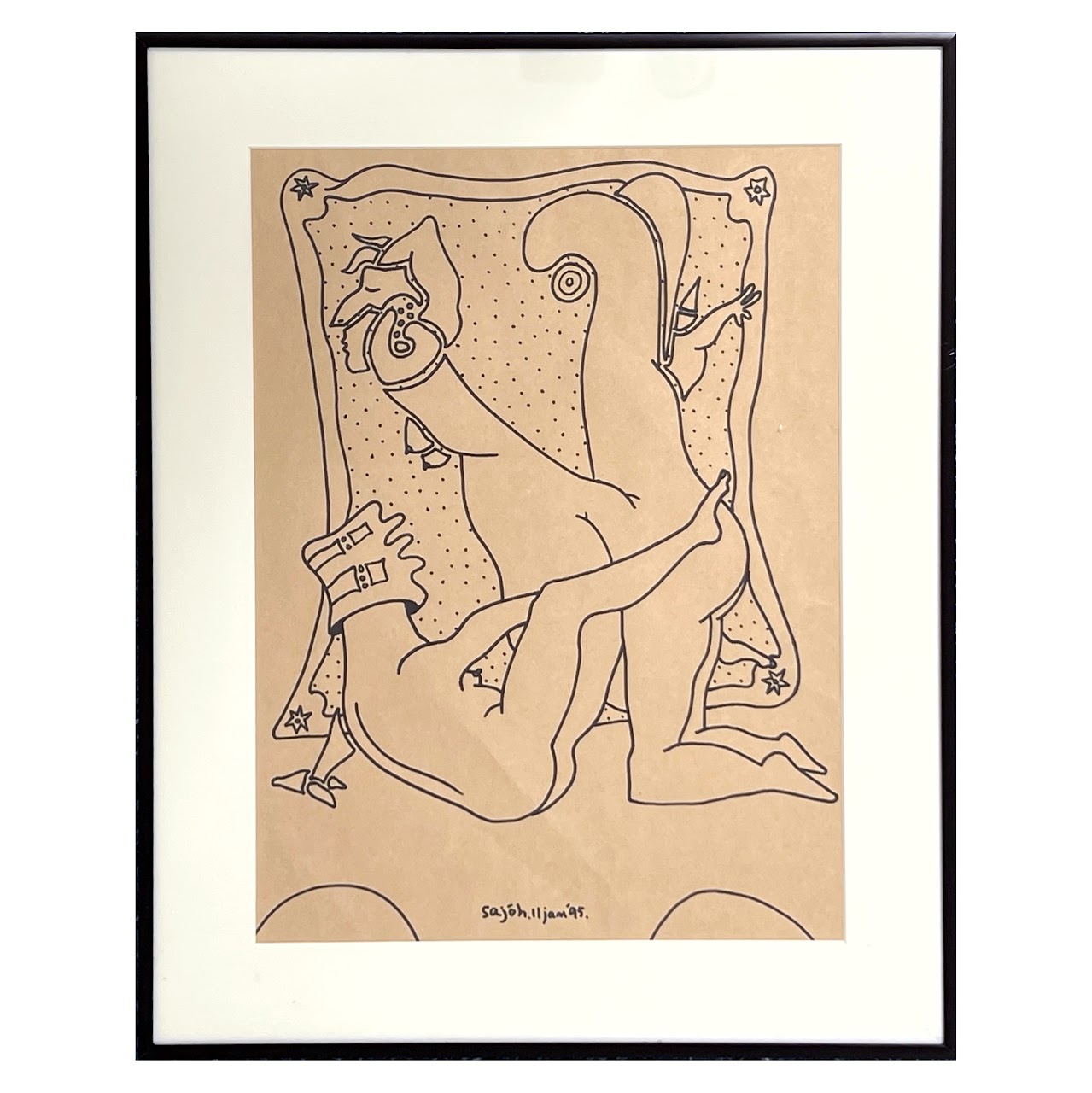 Samuel Johannsson Signed Surrealist Ink Drawing