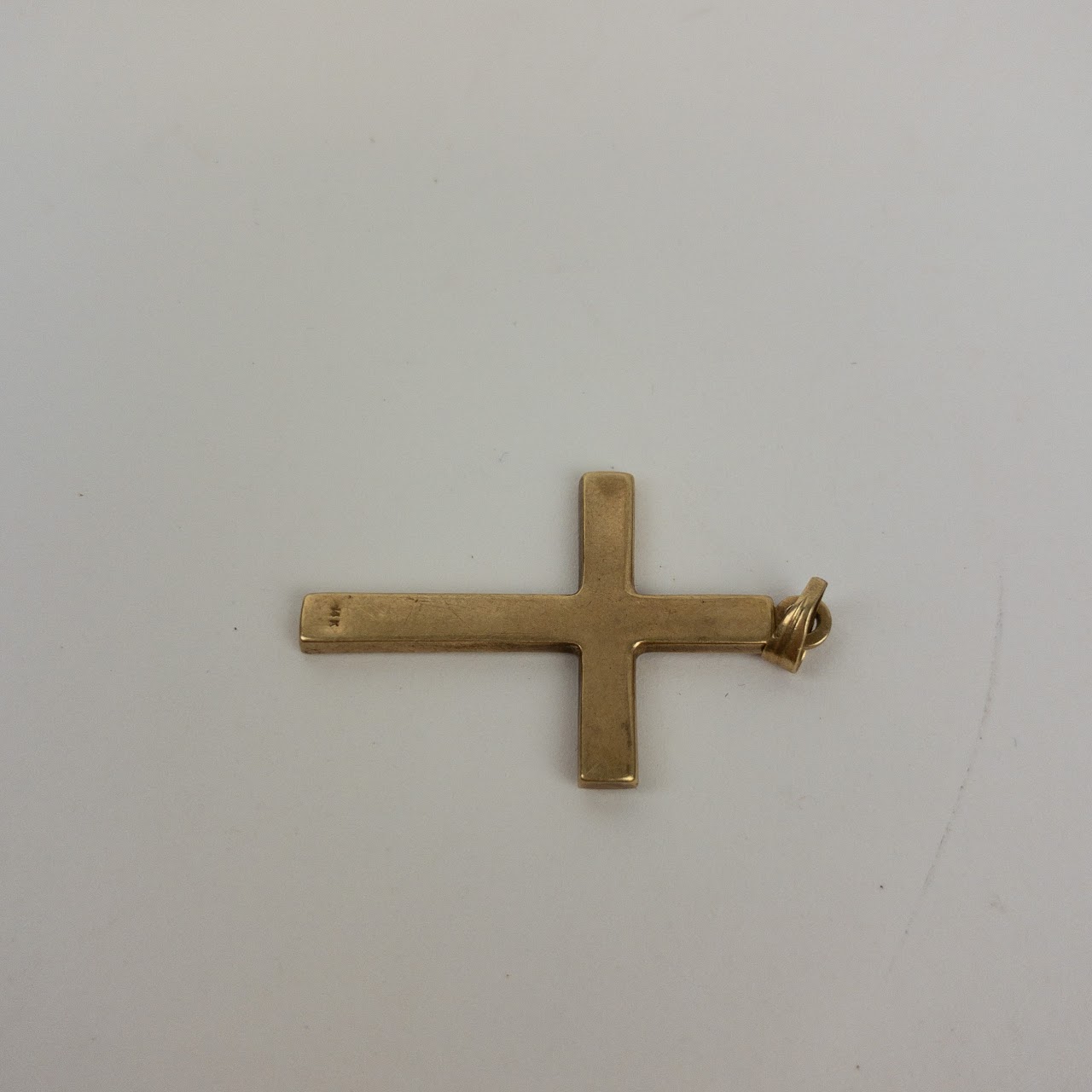 14K Gold Etched Cross Pendant