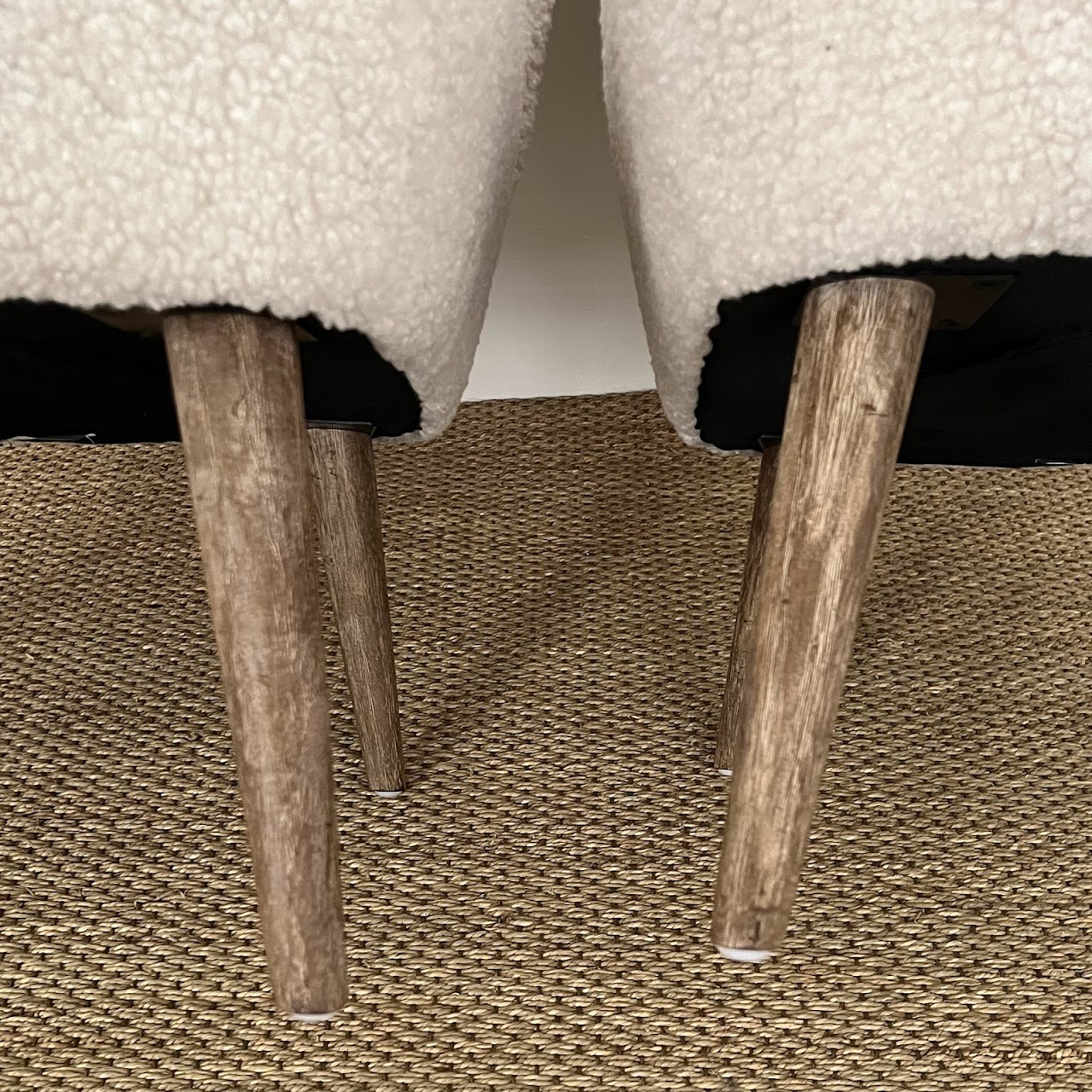 Contemporary Vegan Sherpa Side Chair Pair