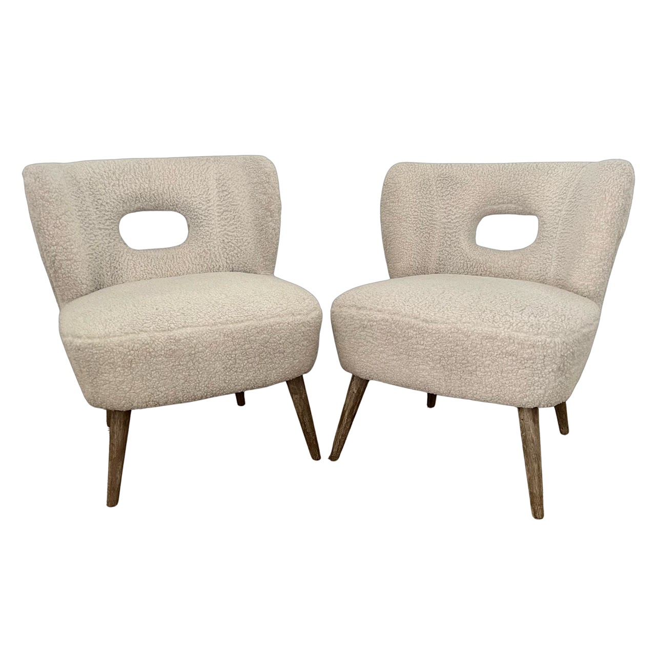 Contemporary Vegan Sherpa Side Chair Pair