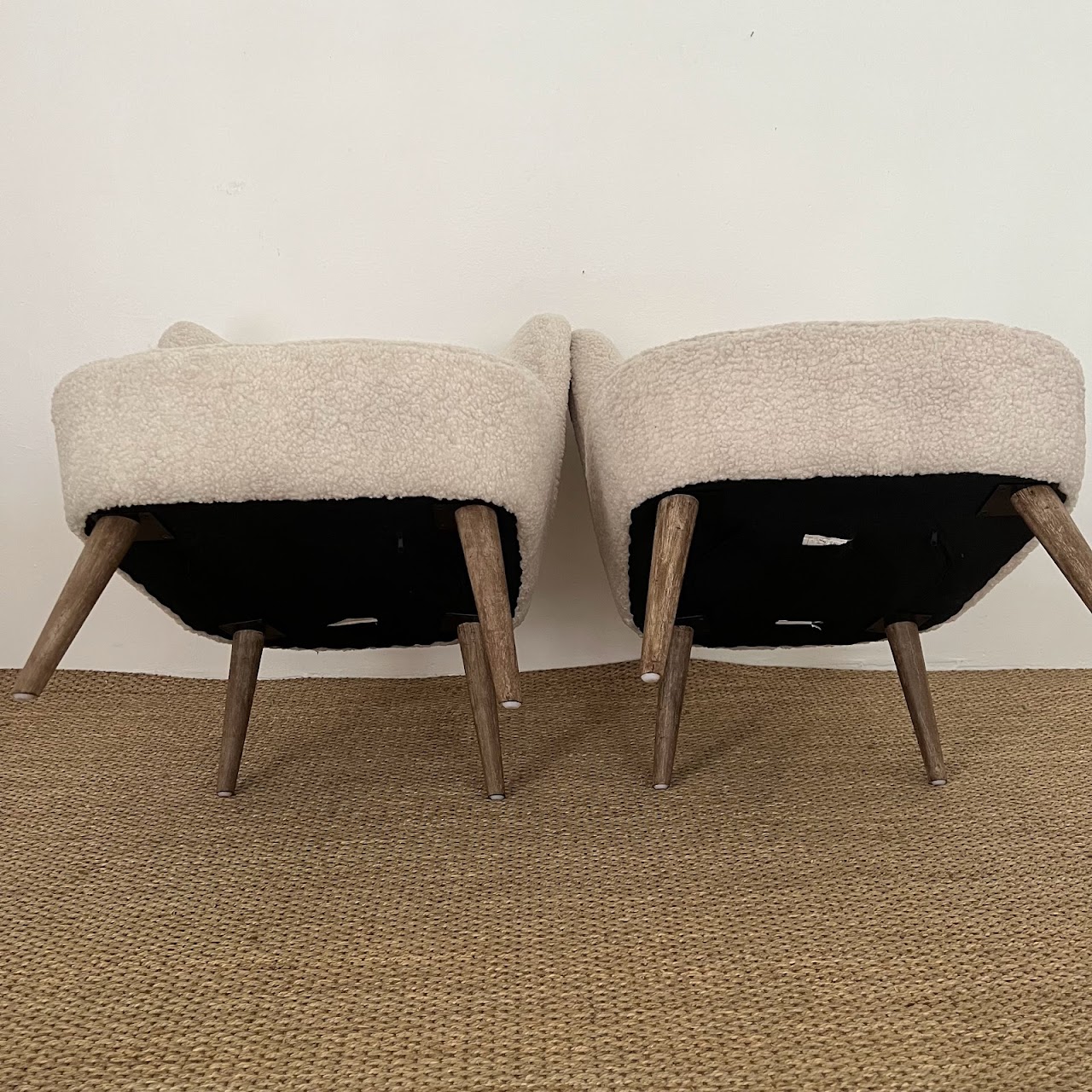 Contemporary Vegan Sherpa Side Chair Pair