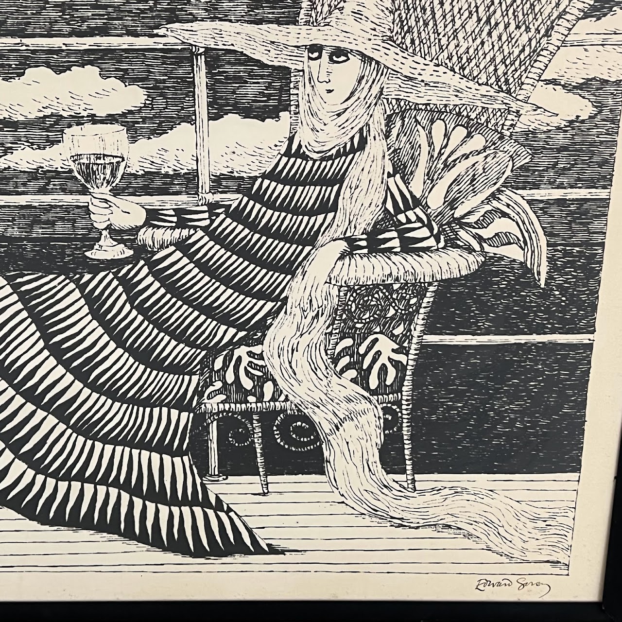 Edward Gorey Signed 'The Blue Aspic' Print