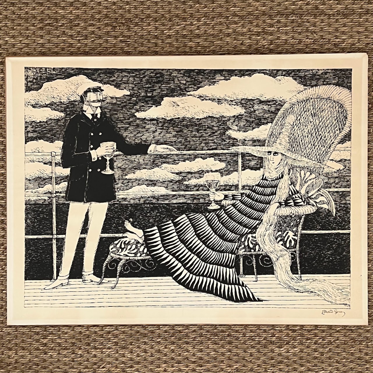 Edward Gorey Signed 'The Blue Aspic' Print