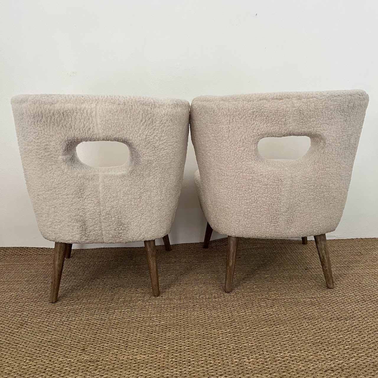 Contemporary Vegan Sherpa Side Chair Pair