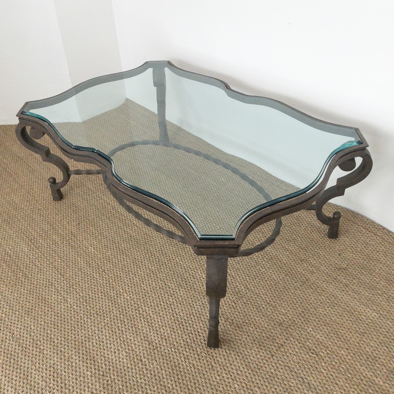 Wrought Iron and Glass Cocktail Table