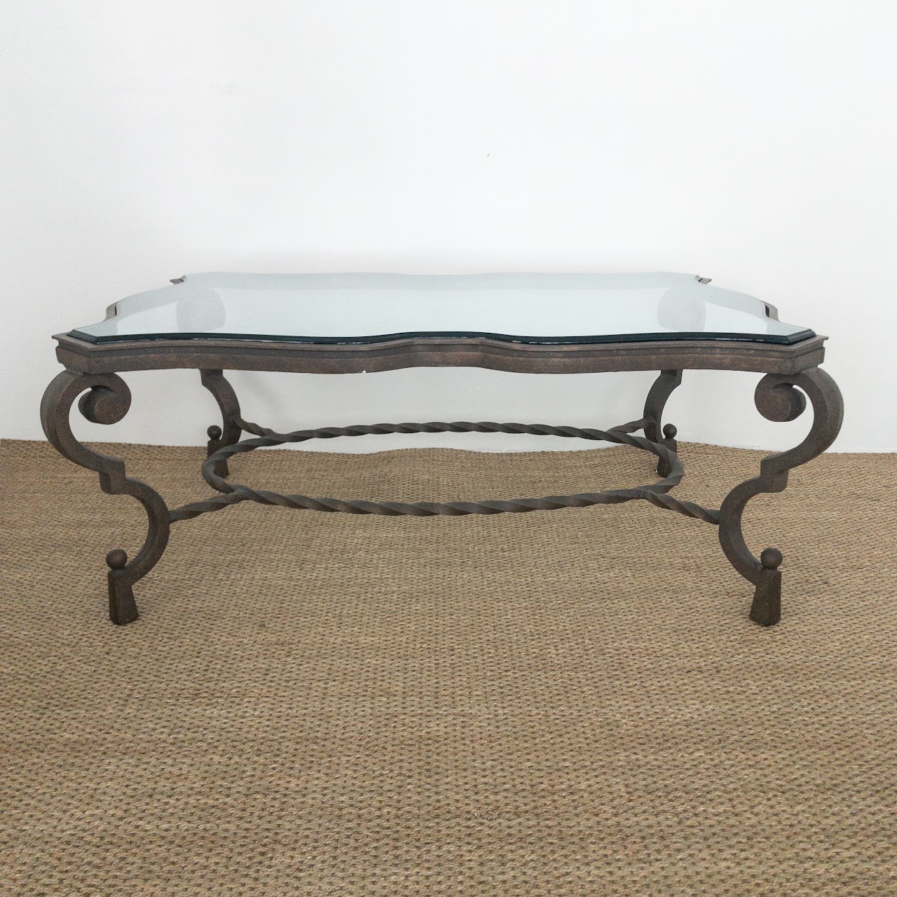 Wrought Iron and Glass Cocktail Table