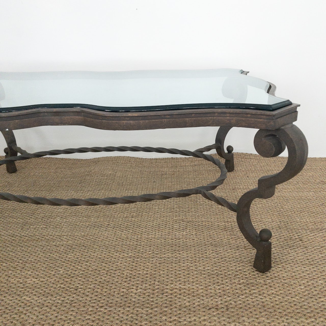 Wrought Iron and Glass Cocktail Table