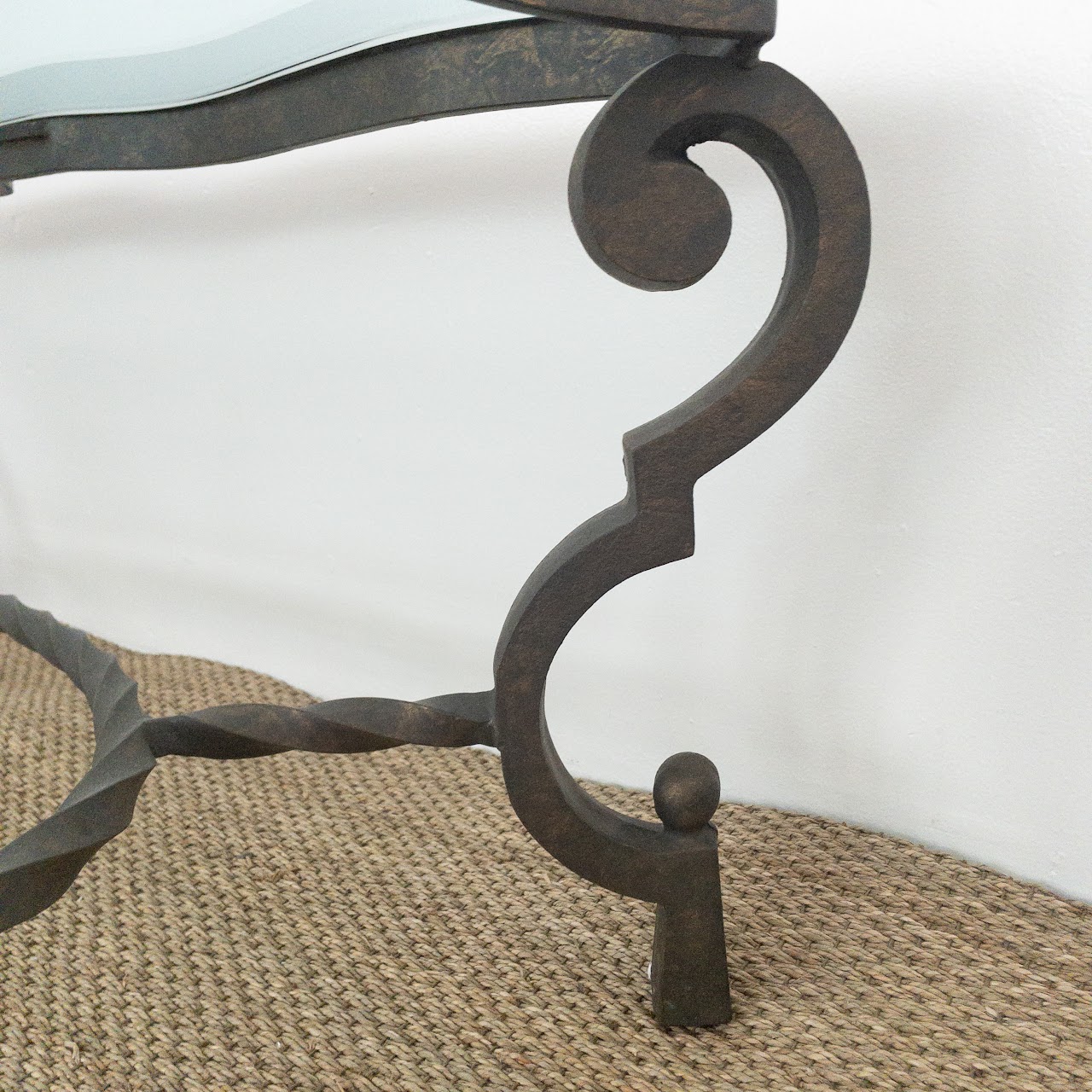 Wrought Iron and Glass Cocktail Table