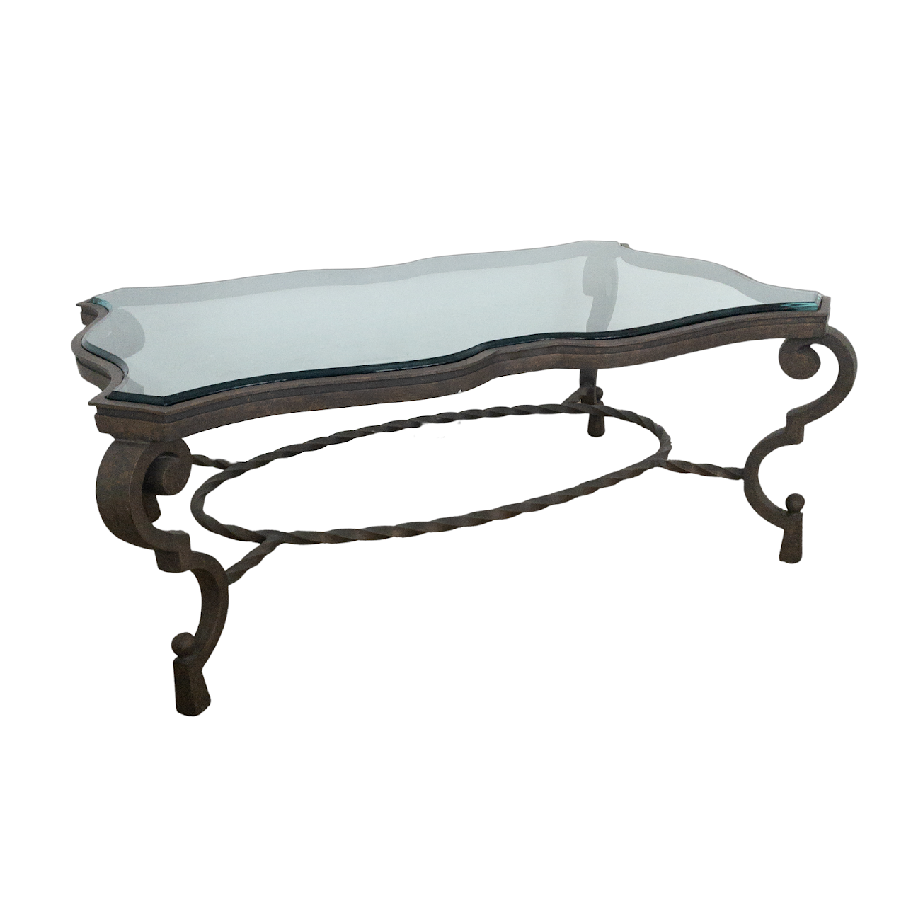 Wrought Iron and Glass Cocktail Table