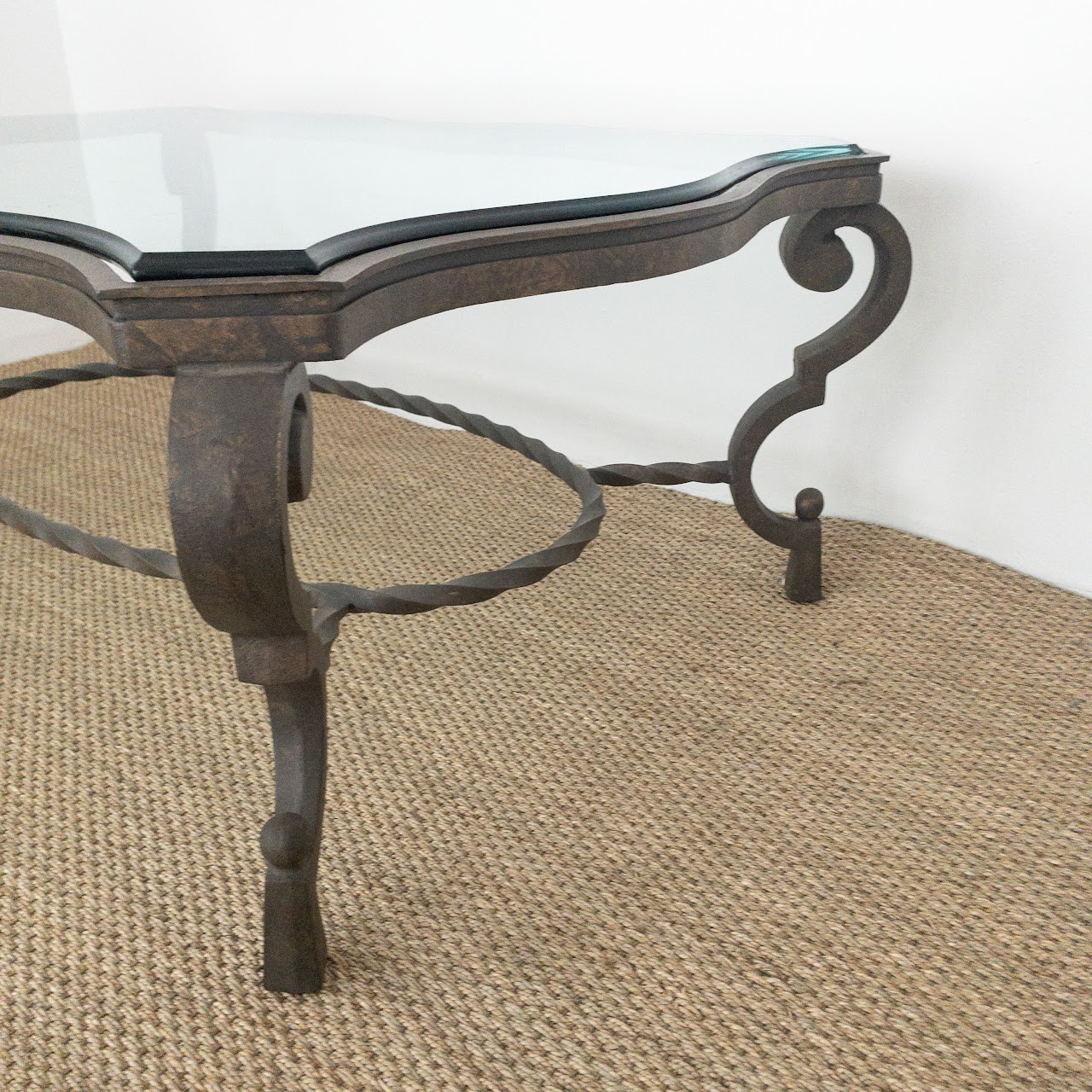 Wrought Iron and Glass Cocktail Table