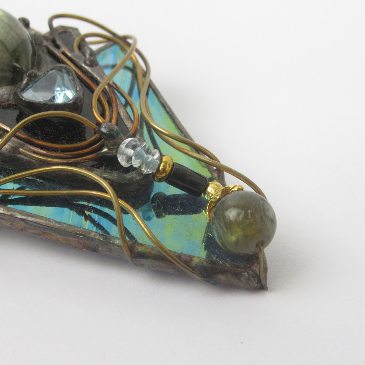 Sally Getchell Stained Glass & Gemstone Brooch