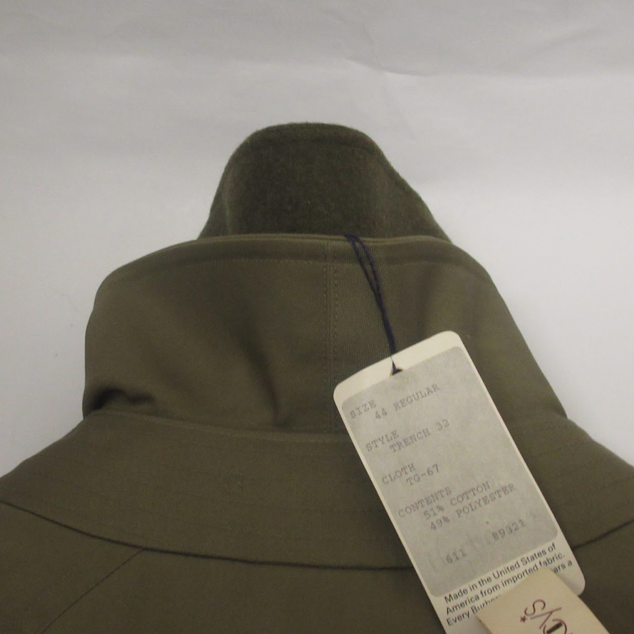 Burberry's Trench 32 Olive Lined Weatherproof Longcoat