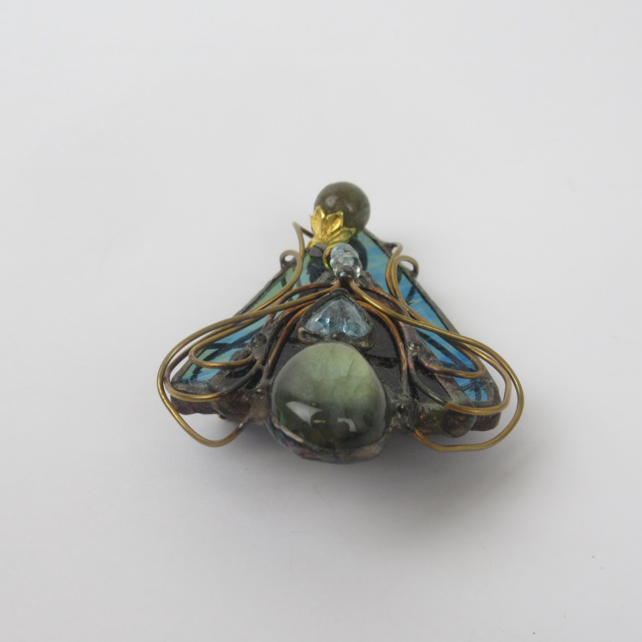 Sally Getchell Stained Glass & Gemstone Brooch