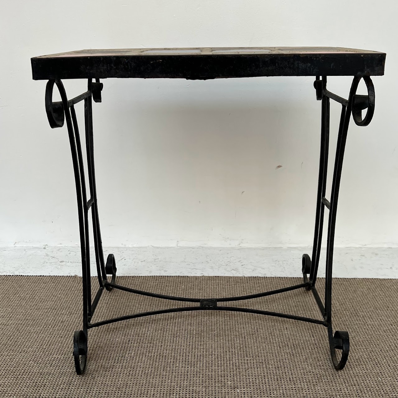 Art Deco Tile Top Wrought Iron Table